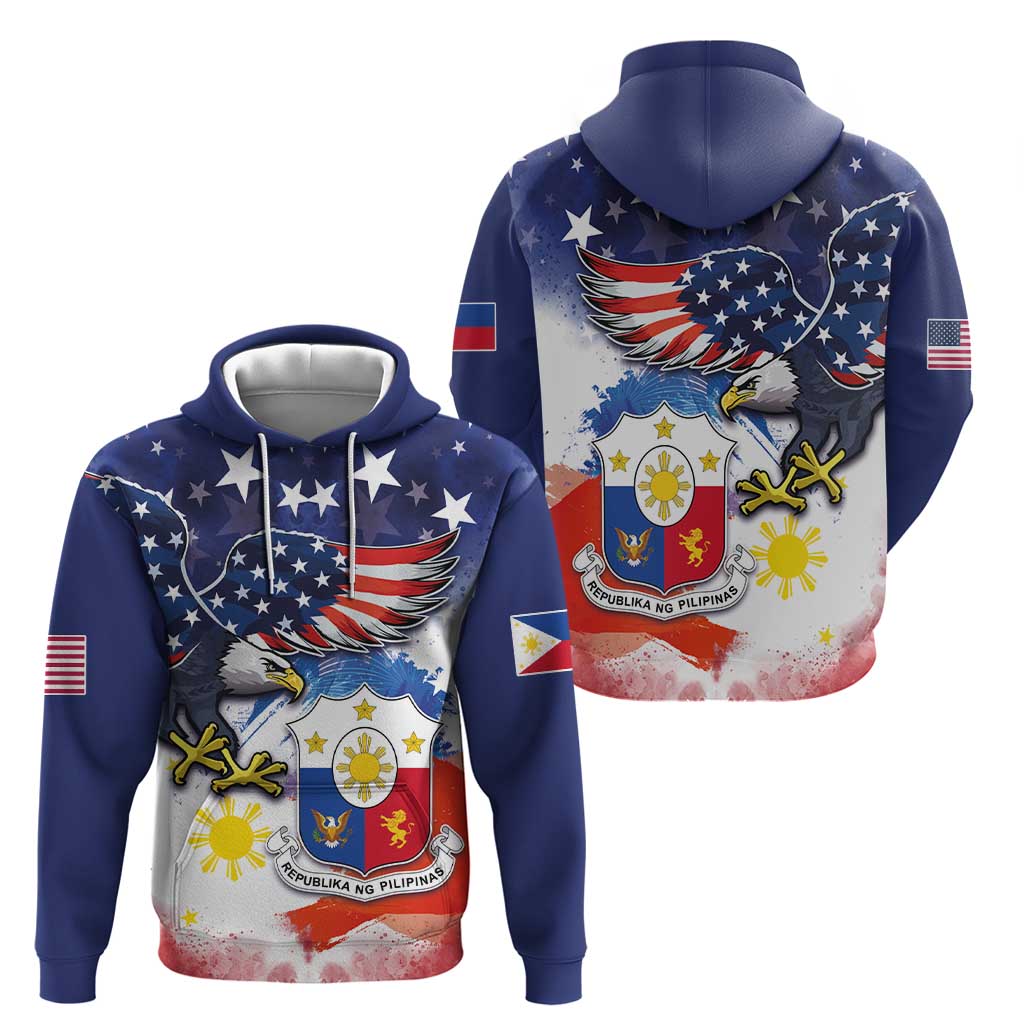 Filipino American History Month Hoodie USA Eagle and Philippines Coat of Arms Symbol with National Flag LT03