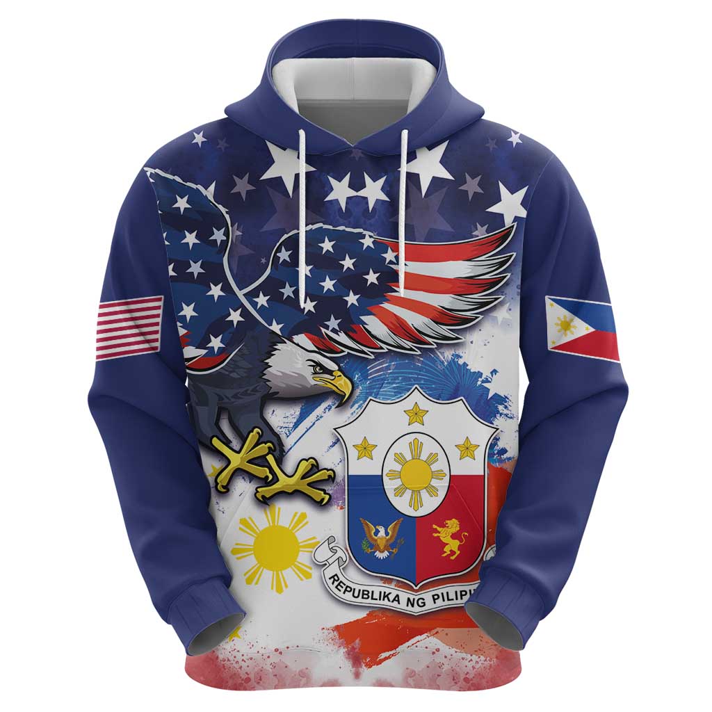 Filipino American History Month Hoodie USA Eagle and Philippines Coat of Arms Symbol with National Flag LT03