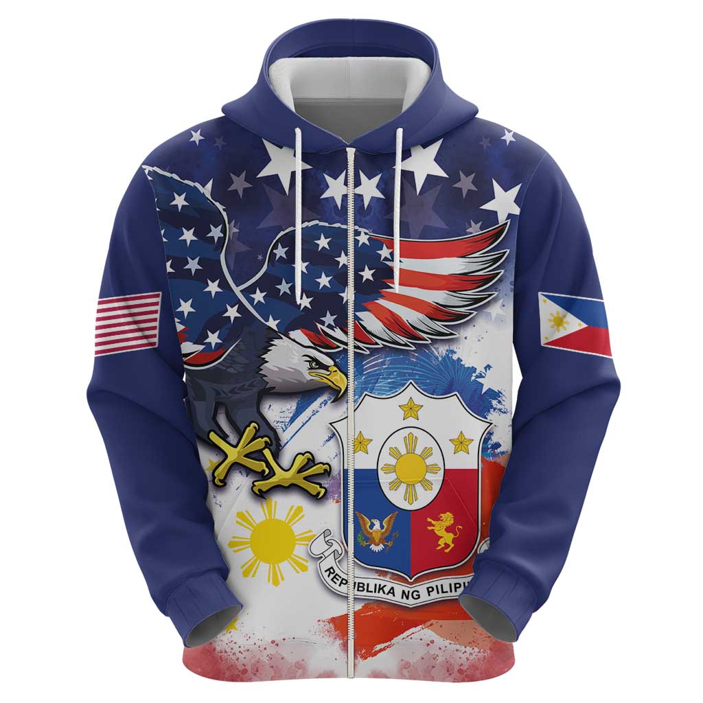 Filipino American History Month Hoodie USA Eagle and Philippines Coat of Arms Symbol with National Flag LT03