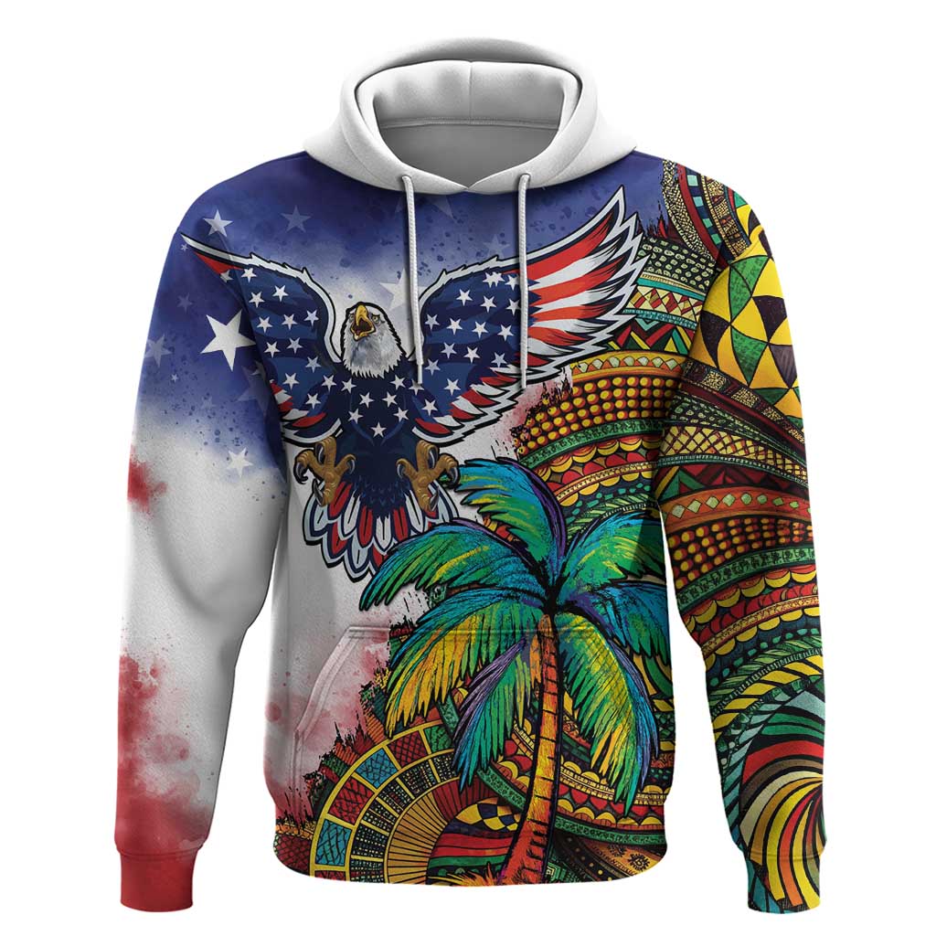 Caribbean American Together Hoodie USA Flag Eagle and Coloful Palm Tree LT03