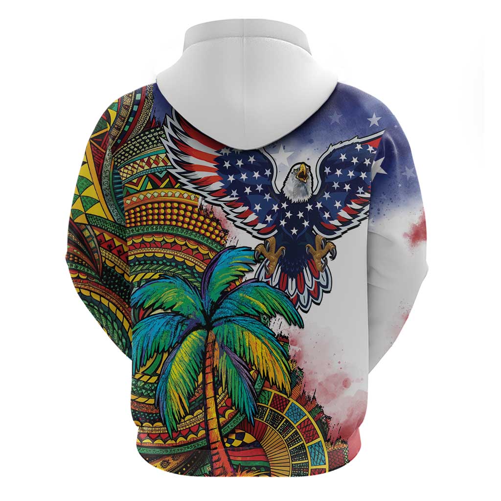 Caribbean American Together Hoodie USA Flag Eagle and Coloful Palm Tree LT03