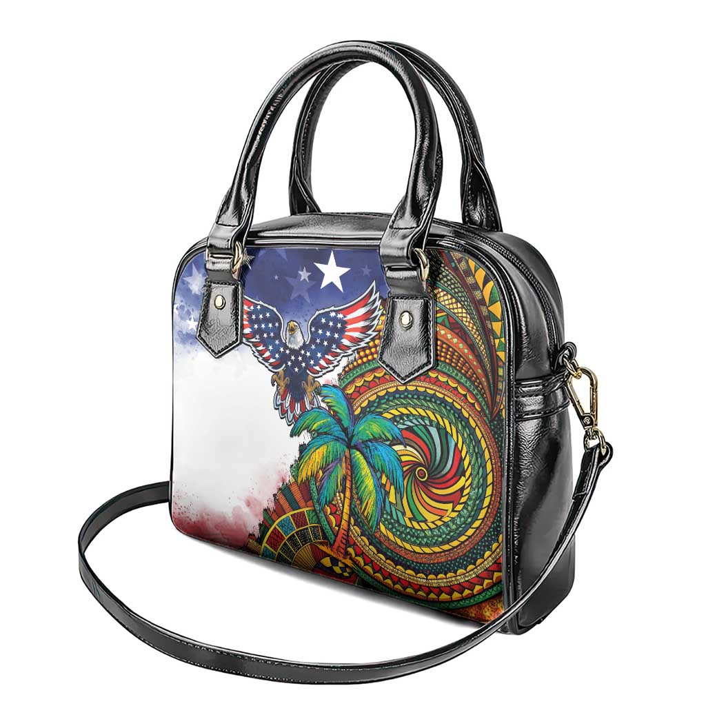 Caribbean American Together Shoulder Handbag USA Flag Eagle and Coloful Palm Tree LT03