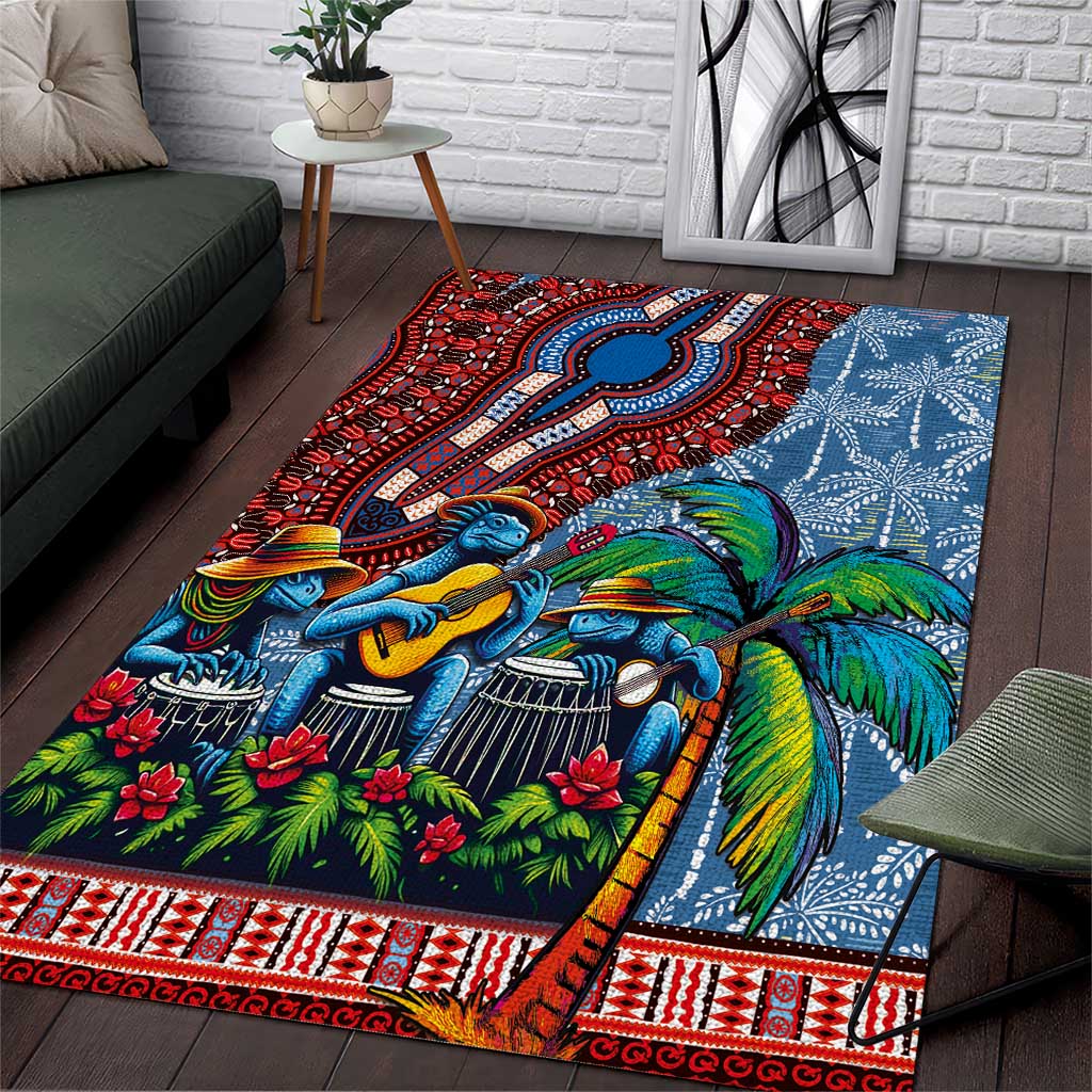 Afro-Caribbean Area Rug African Dashiki Style with Caribbean Music with Blue Iguanas LT03