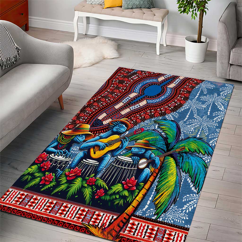Afro-Caribbean Area Rug African Dashiki Style with Caribbean Music with Blue Iguanas LT03