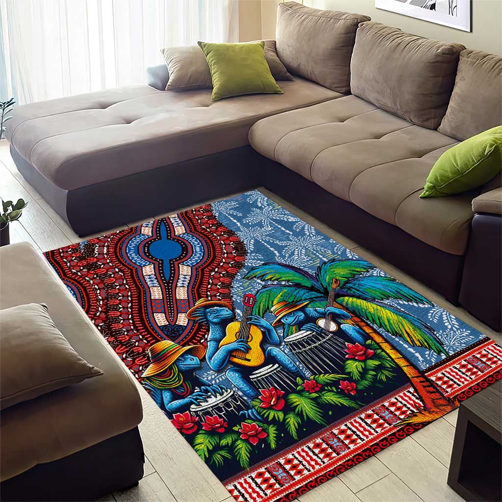 Afro-Caribbean Area Rug African Dashiki Style with Caribbean Music with Blue Iguanas LT03