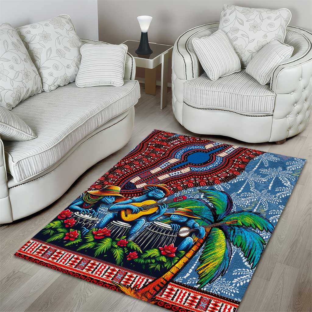 Afro-Caribbean Area Rug African Dashiki Style with Caribbean Music with Blue Iguanas LT03