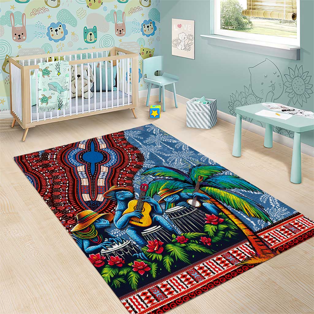 Afro-Caribbean Area Rug African Dashiki Style with Caribbean Music with Blue Iguanas LT03