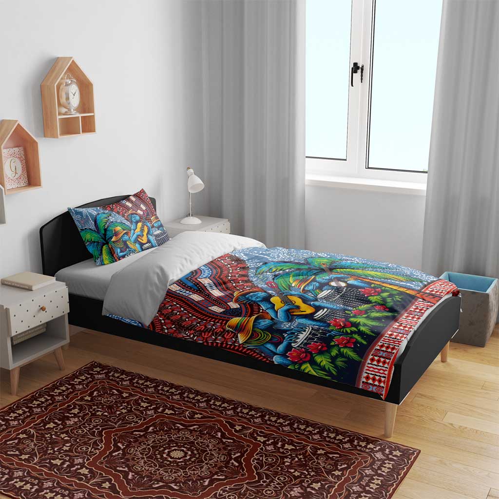 Afro-Caribbean Bedding Set African Dashiki Style with Caribbean Music with Blue Iguanas LT03