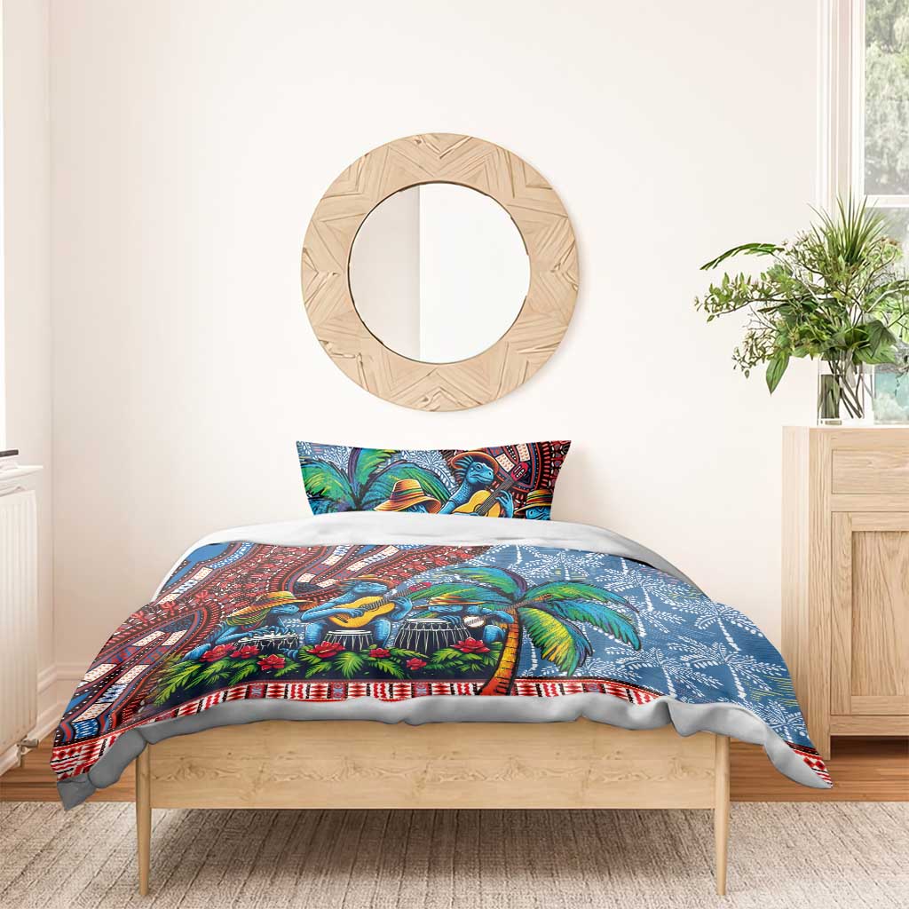Afro-Caribbean Bedding Set African Dashiki Style with Caribbean Music with Blue Iguanas LT03