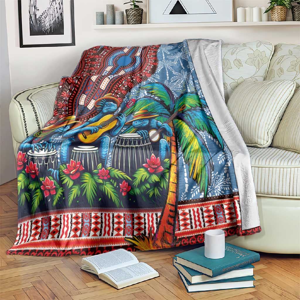 Afro-Caribbean Blanket African Dashiki Style with Caribbean Music with Blue Iguanas LT03