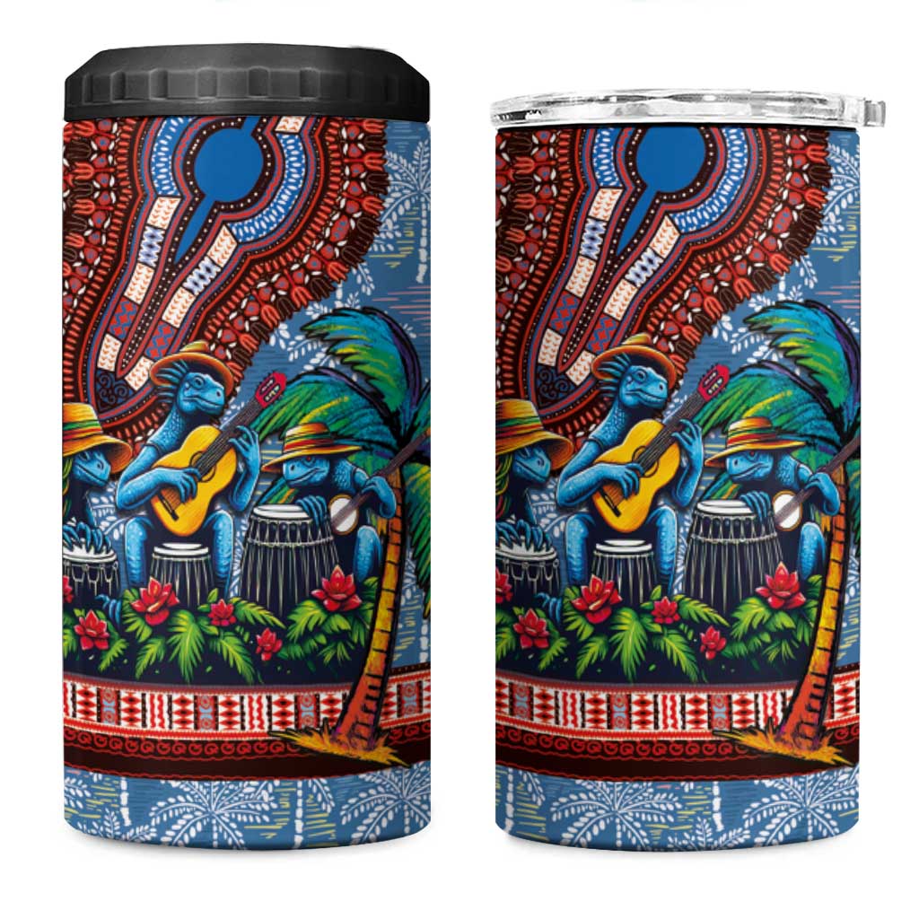 Afro-Caribbean 4 in 1 Can Cooler Tumbler African Dashiki Style with Caribbean Music with Blue Iguanas LT03