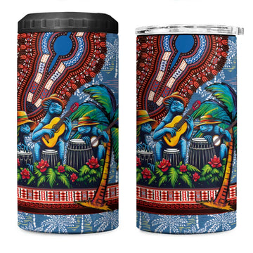 Afro-Caribbean 4 in 1 Can Cooler Tumbler African Dashiki Style with Caribbean Music with Blue Iguanas LT03
