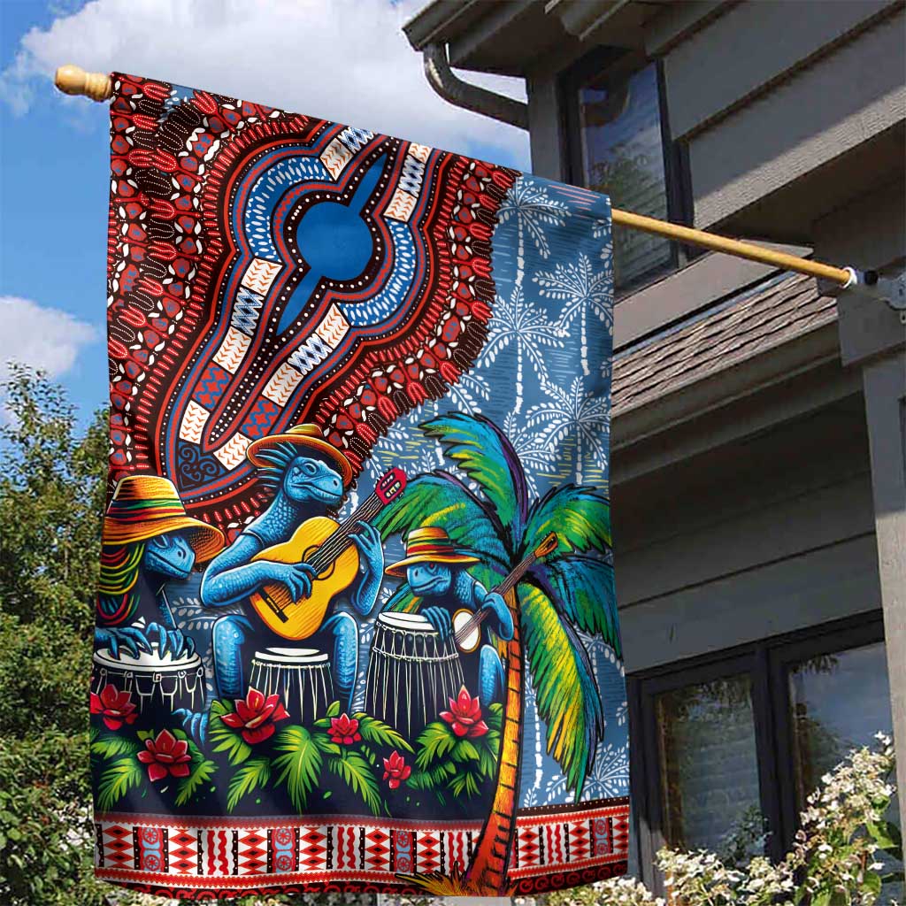 Afro-Caribbean Garden Flag African Dashiki Style with Caribbean Music with Blue Iguanas LT03