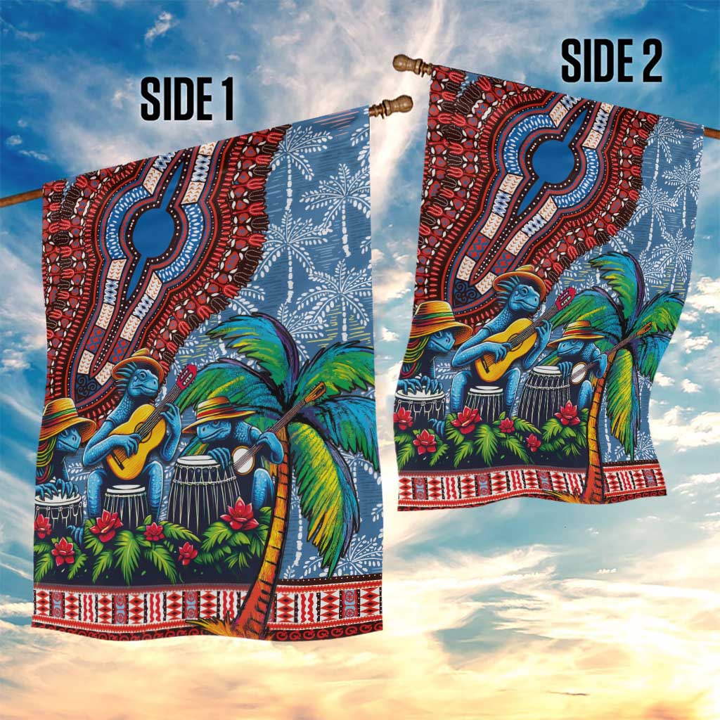 Afro-Caribbean Garden Flag African Dashiki Style with Caribbean Music with Blue Iguanas LT03