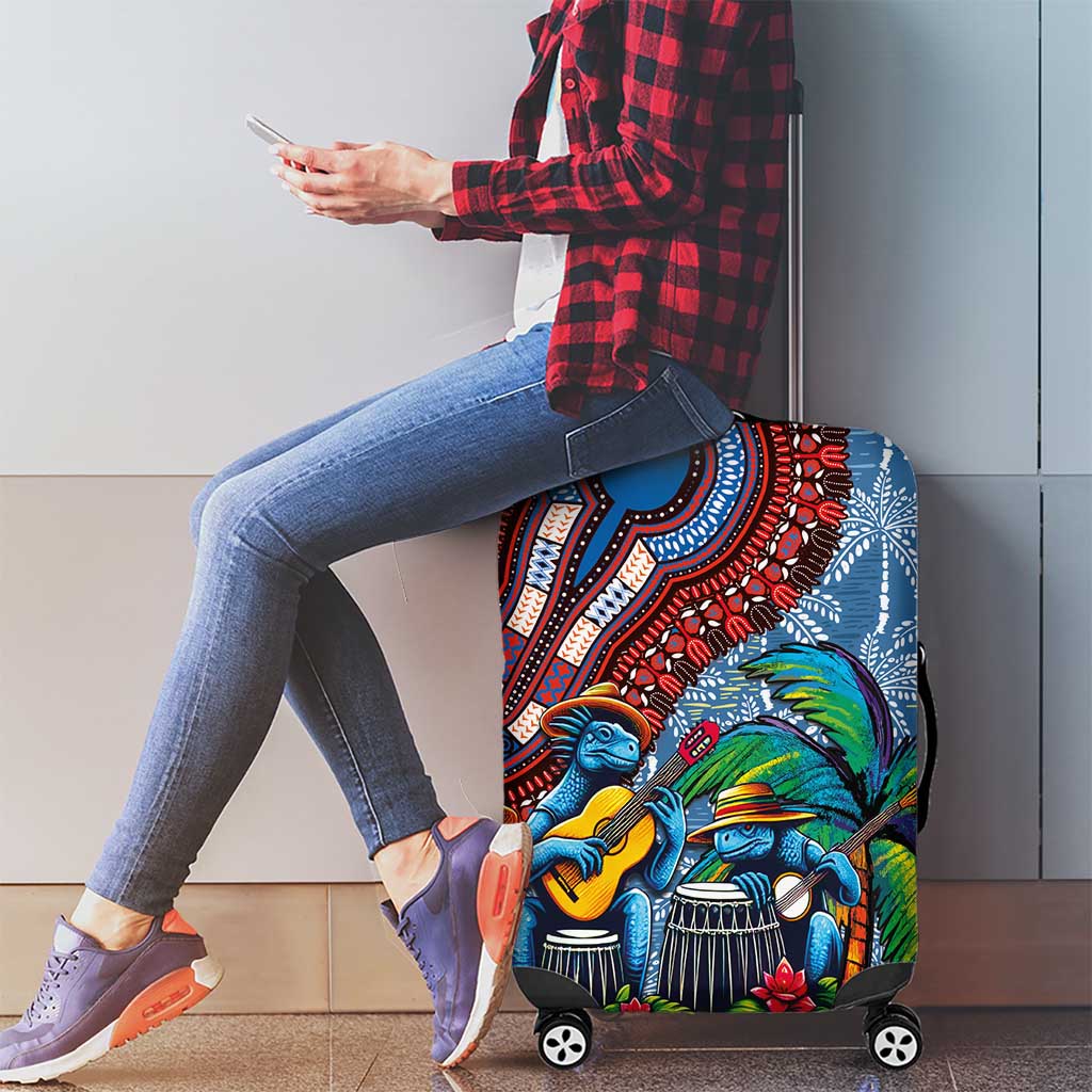 Afro-Caribbean Luggage Cover African Dashiki Style with Caribbean Music with Blue Iguanas LT03