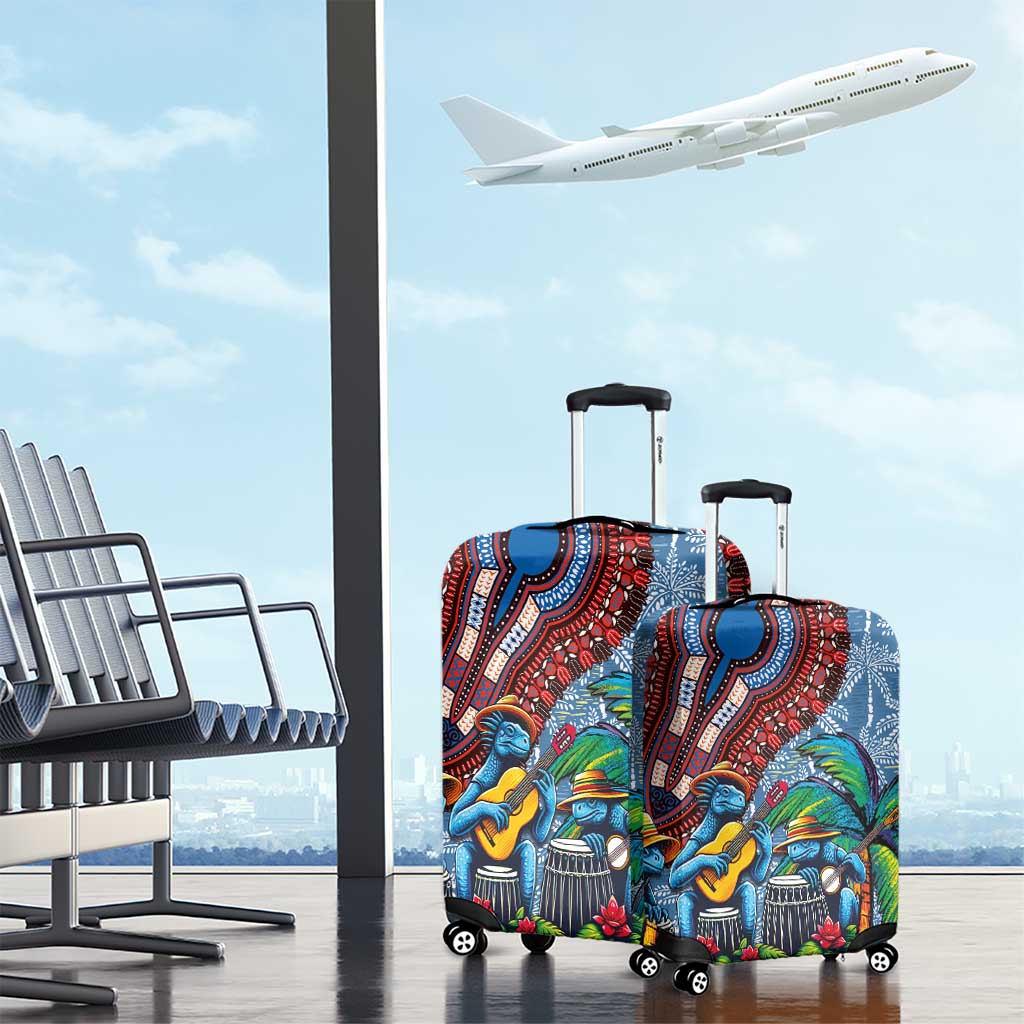 Afro-Caribbean Luggage Cover African Dashiki Style with Caribbean Music with Blue Iguanas LT03