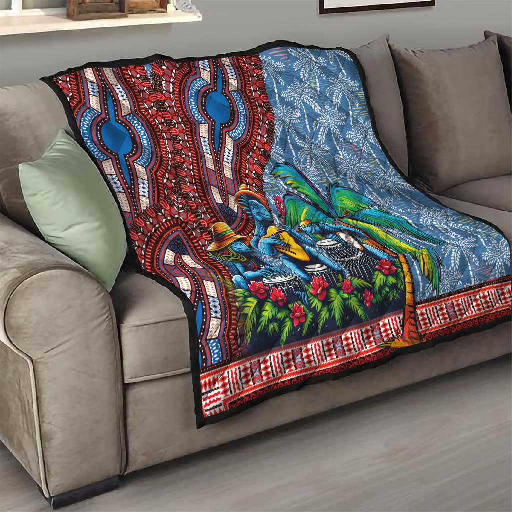 Afro-Caribbean Quilt African Dashiki Style with Caribbean Music with Blue Iguanas LT03