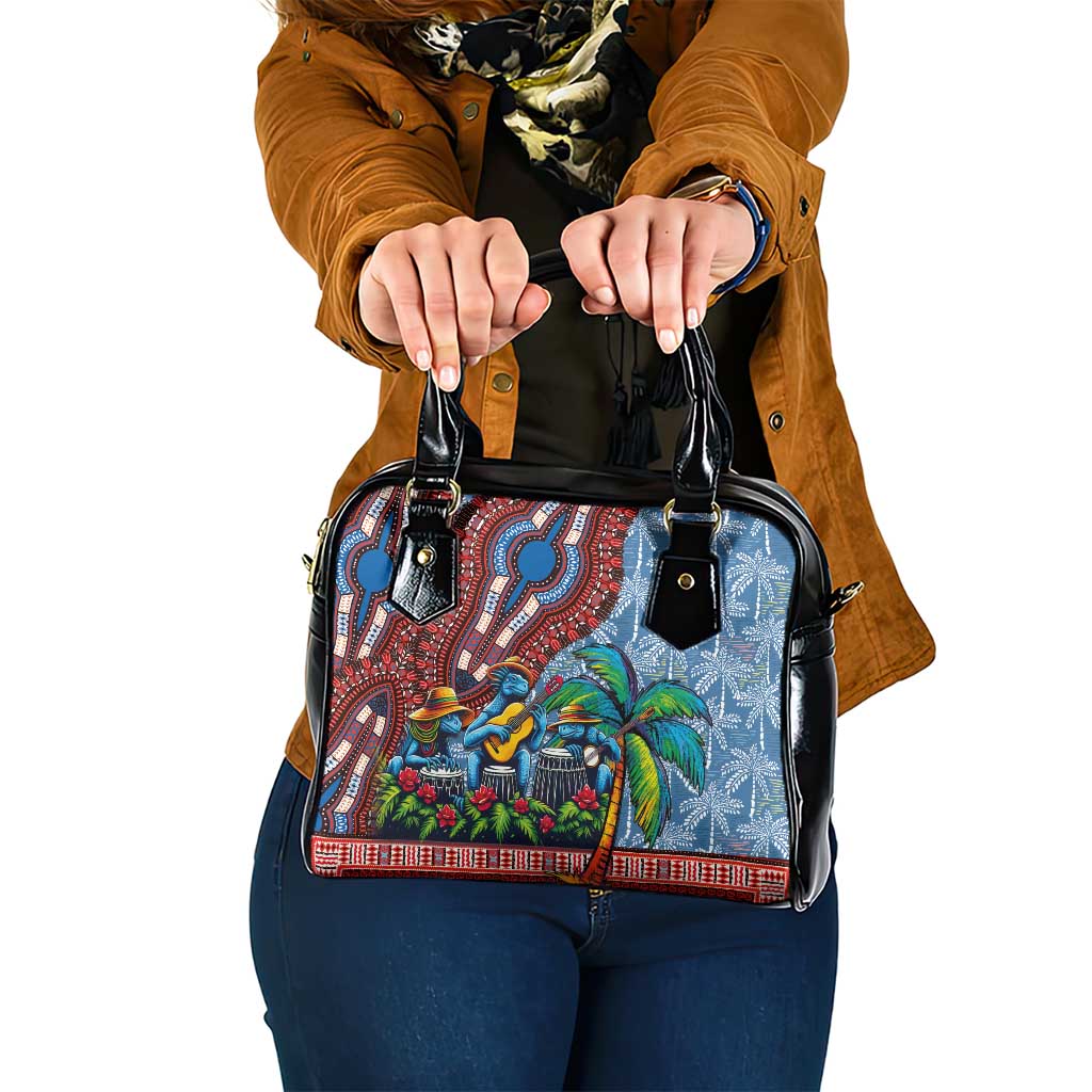 Afro-Caribbean Shoulder Handbag African Dashiki Style with Caribbean Music with Blue Iguanas LT03