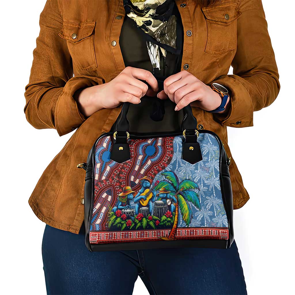 Afro-Caribbean Shoulder Handbag African Dashiki Style with Caribbean Music with Blue Iguanas LT03