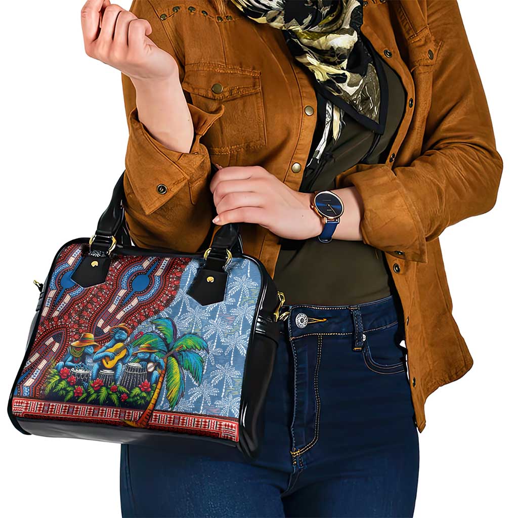 Afro-Caribbean Shoulder Handbag African Dashiki Style with Caribbean Music with Blue Iguanas LT03