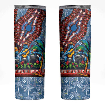 Afro-Caribbean Skinny Tumbler African Dashiki Style with Caribbean Music with Blue Iguanas LT03