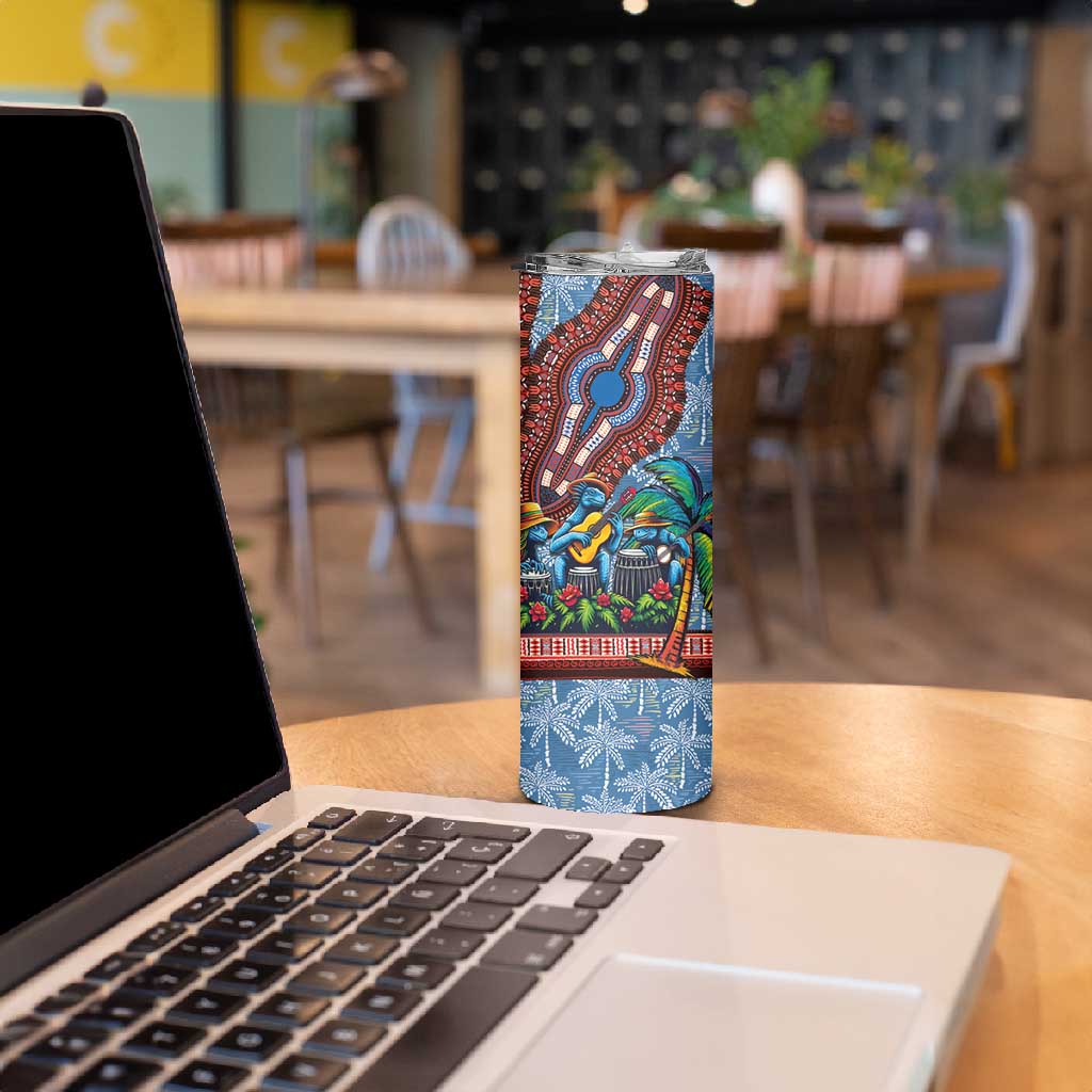 Afro-Caribbean Skinny Tumbler African Dashiki Style with Caribbean Music with Blue Iguanas LT03