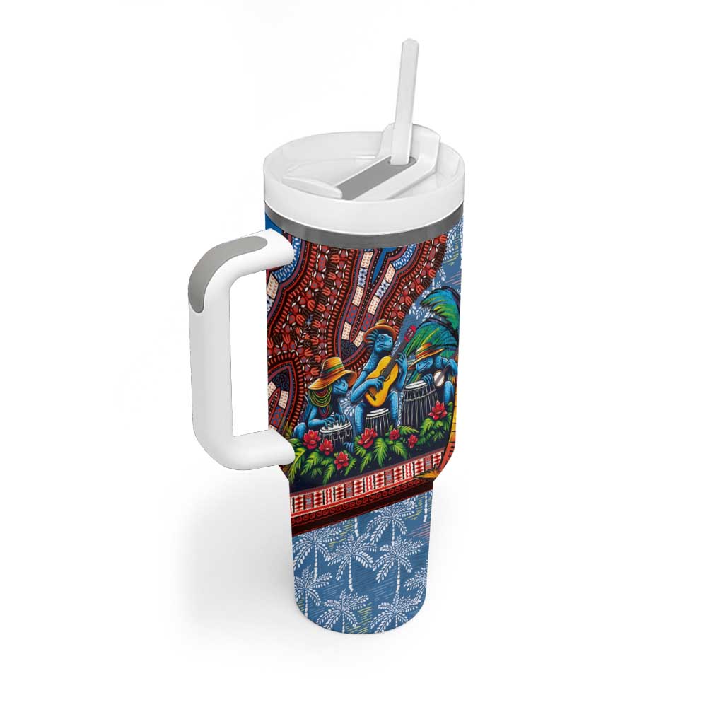 Afro-Caribbean Tumbler With Handle African Dashiki Style with Caribbean Music with Blue Iguanas LT03