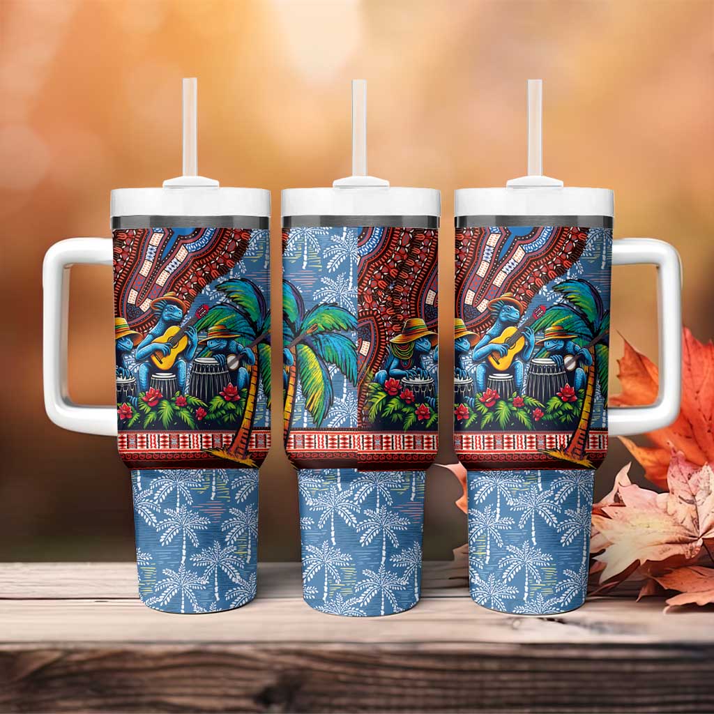 Afro-Caribbean Tumbler With Handle African Dashiki Style with Caribbean Music with Blue Iguanas LT03