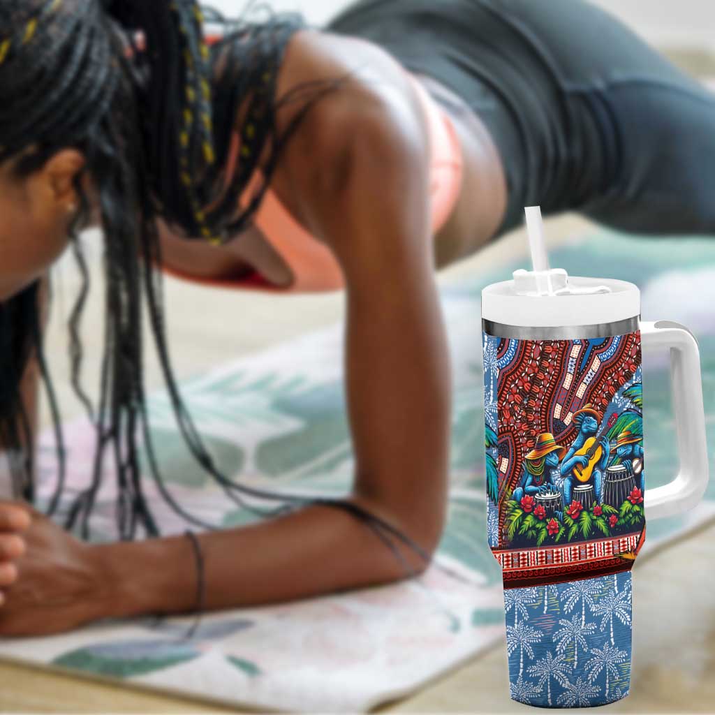Afro-Caribbean Tumbler With Handle African Dashiki Style with Caribbean Music with Blue Iguanas LT03