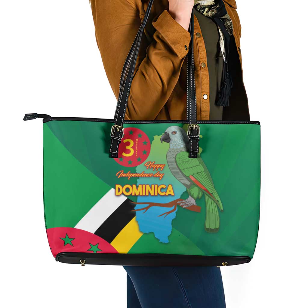 Dominica Independence Day Leather Tote Bag Imperial Amazon With National Flag and Map LT03