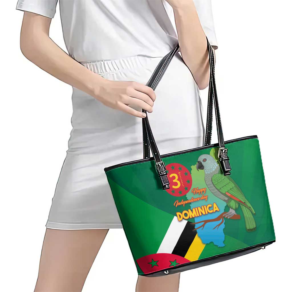 Dominica Independence Day Leather Tote Bag Imperial Amazon With National Flag and Map LT03