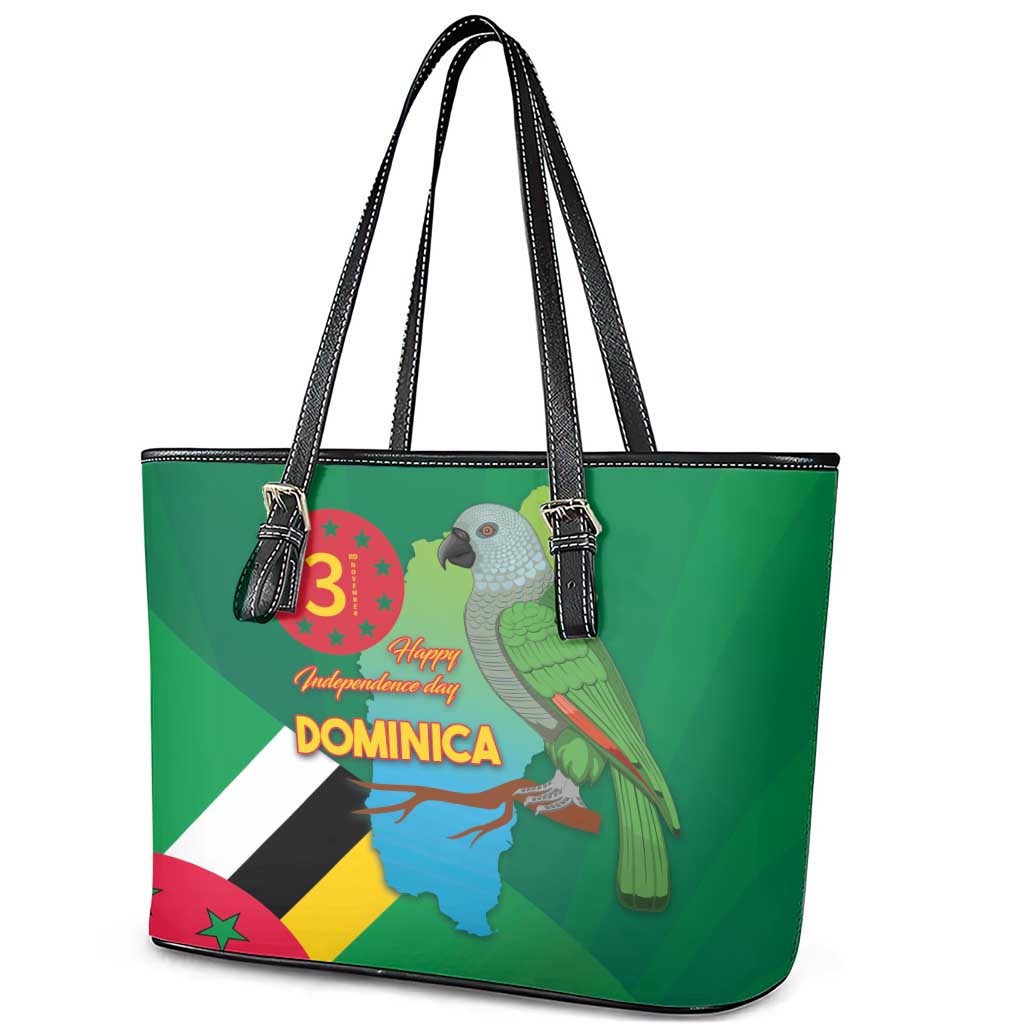 Dominica Independence Day Leather Tote Bag Imperial Amazon With National Flag and Map LT03
