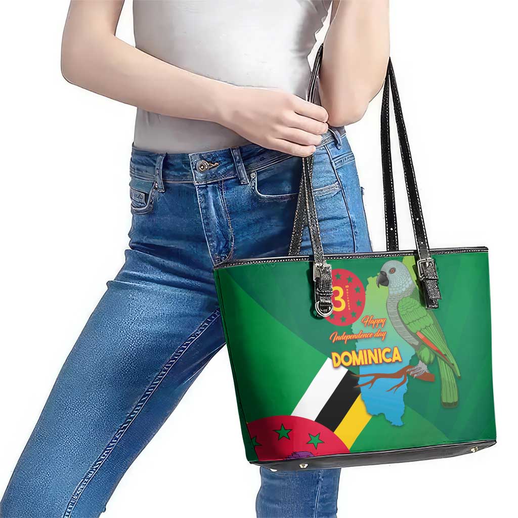 Dominica Independence Day Leather Tote Bag Imperial Amazon With National Flag and Map LT03