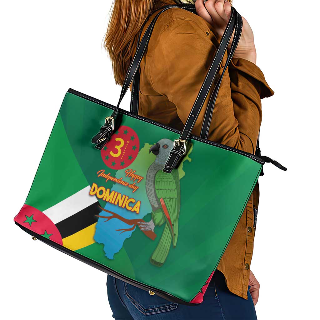 Dominica Independence Day Leather Tote Bag Imperial Amazon With National Flag and Map LT03