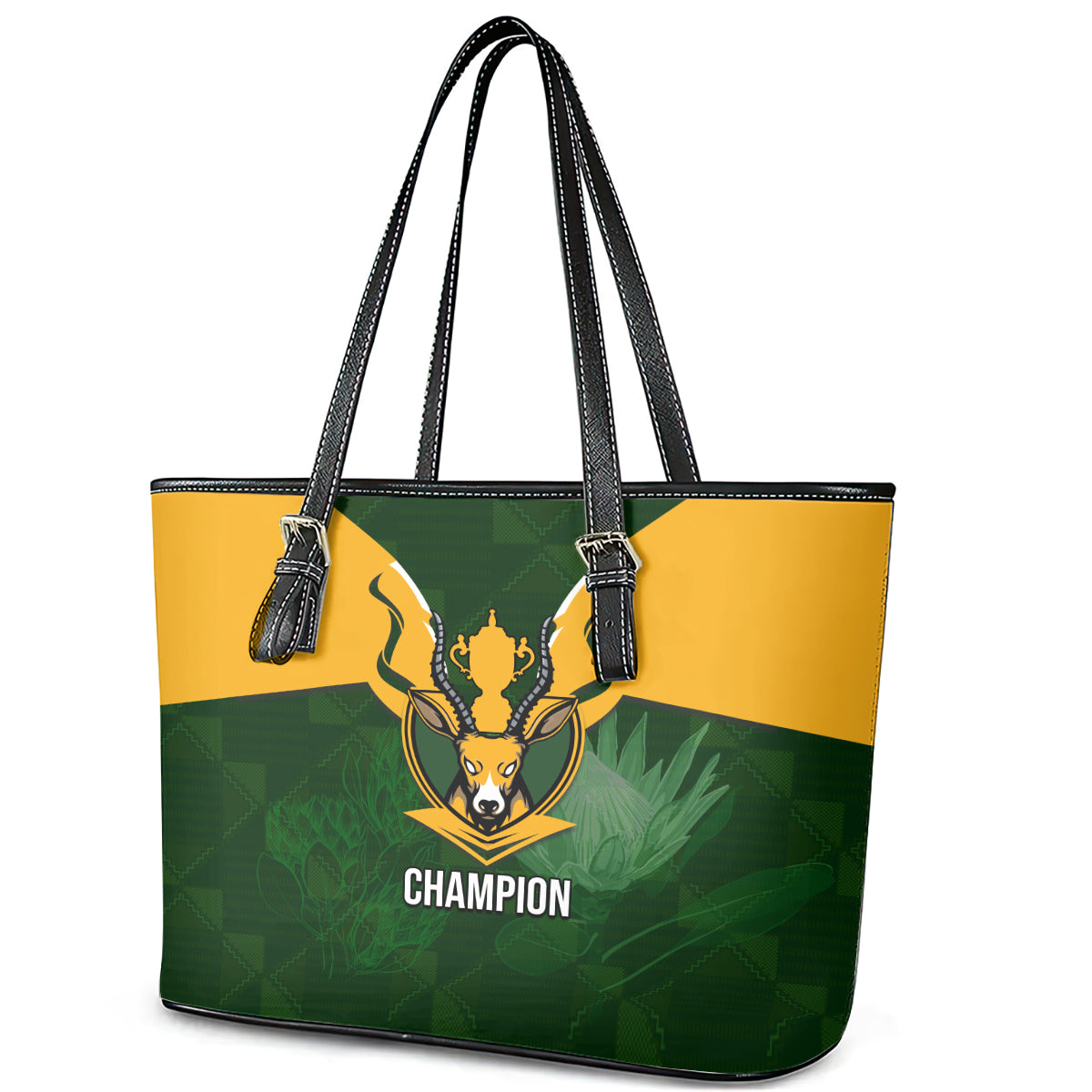 South Africa Rugby Leather Tote Bag Springbok Mascot History Champion World Rugby 2023 LT03