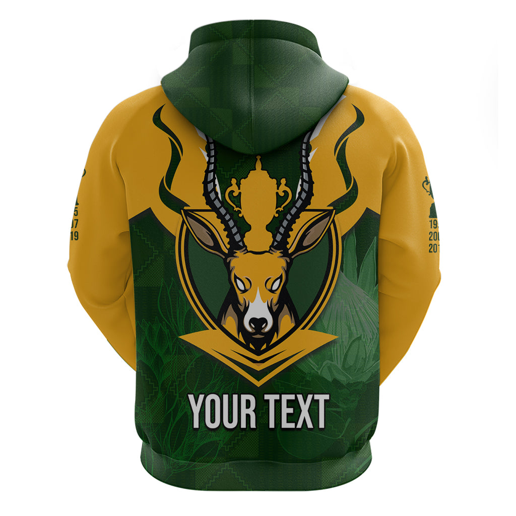 Personalised South Africa Rugby Hoodie Springbok Mascot History Champion World Rugby 2023 LT03