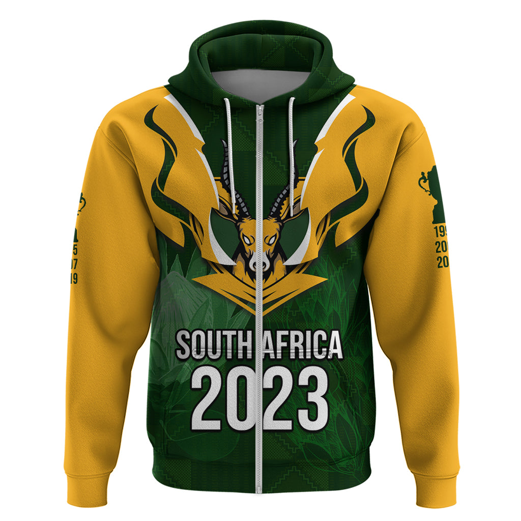 Personalised South Africa Rugby Hoodie Springbok Mascot History Champion World Rugby 2023 LT03
