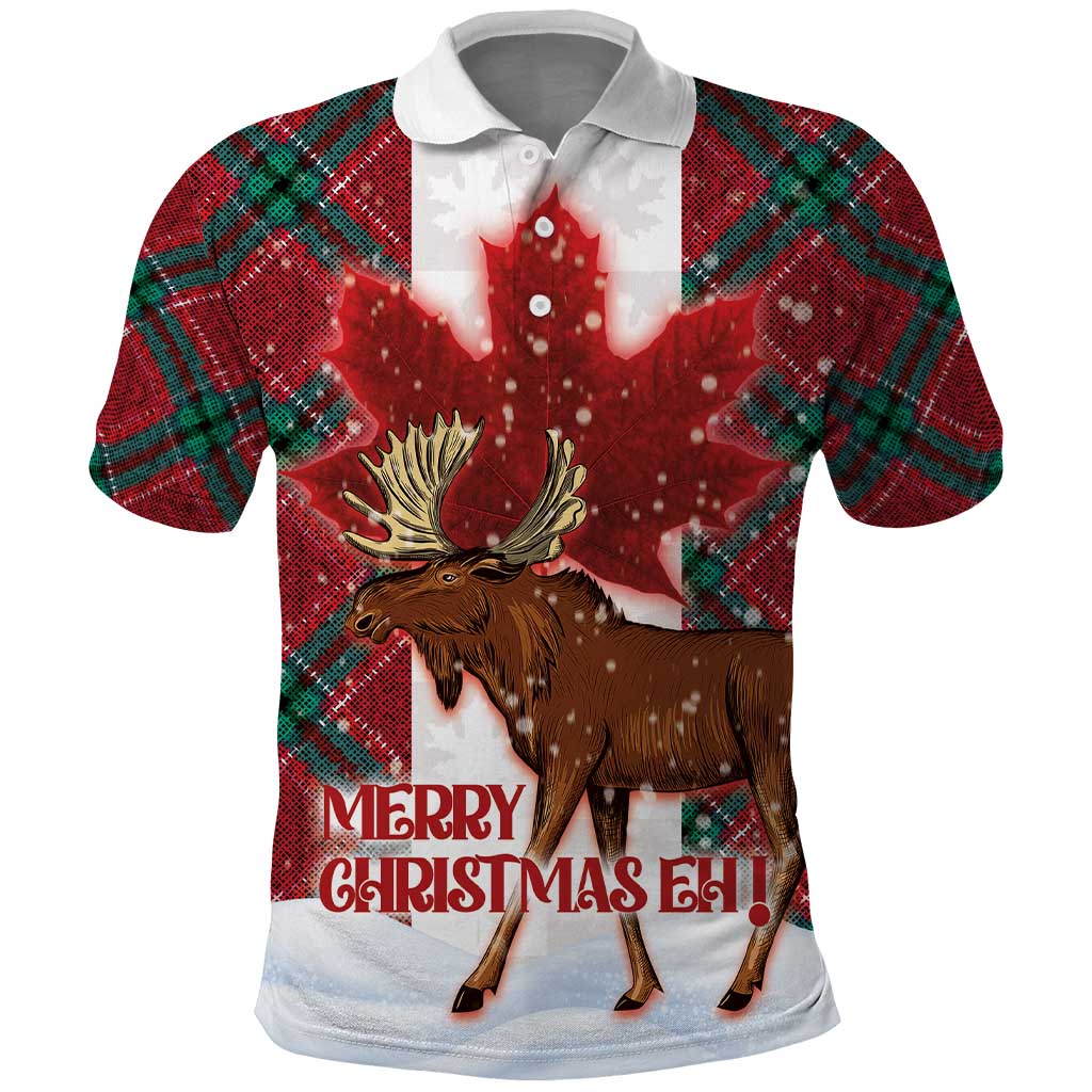 Canadian Christmas - Moose and Maple Retro Style Polo Shirt LT03
