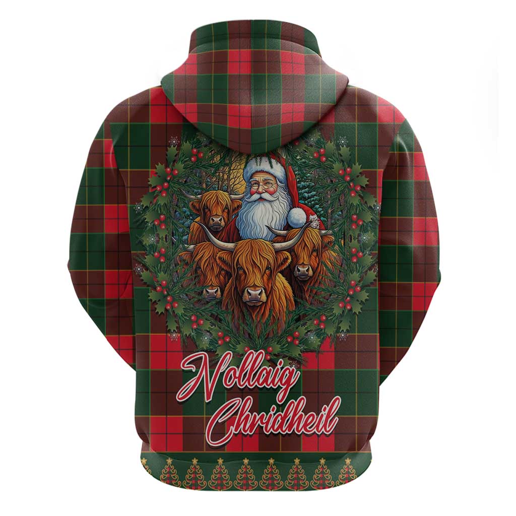 Santa and Higland Cows Scottish Christmas Hoodie Tartan Pattern LT03