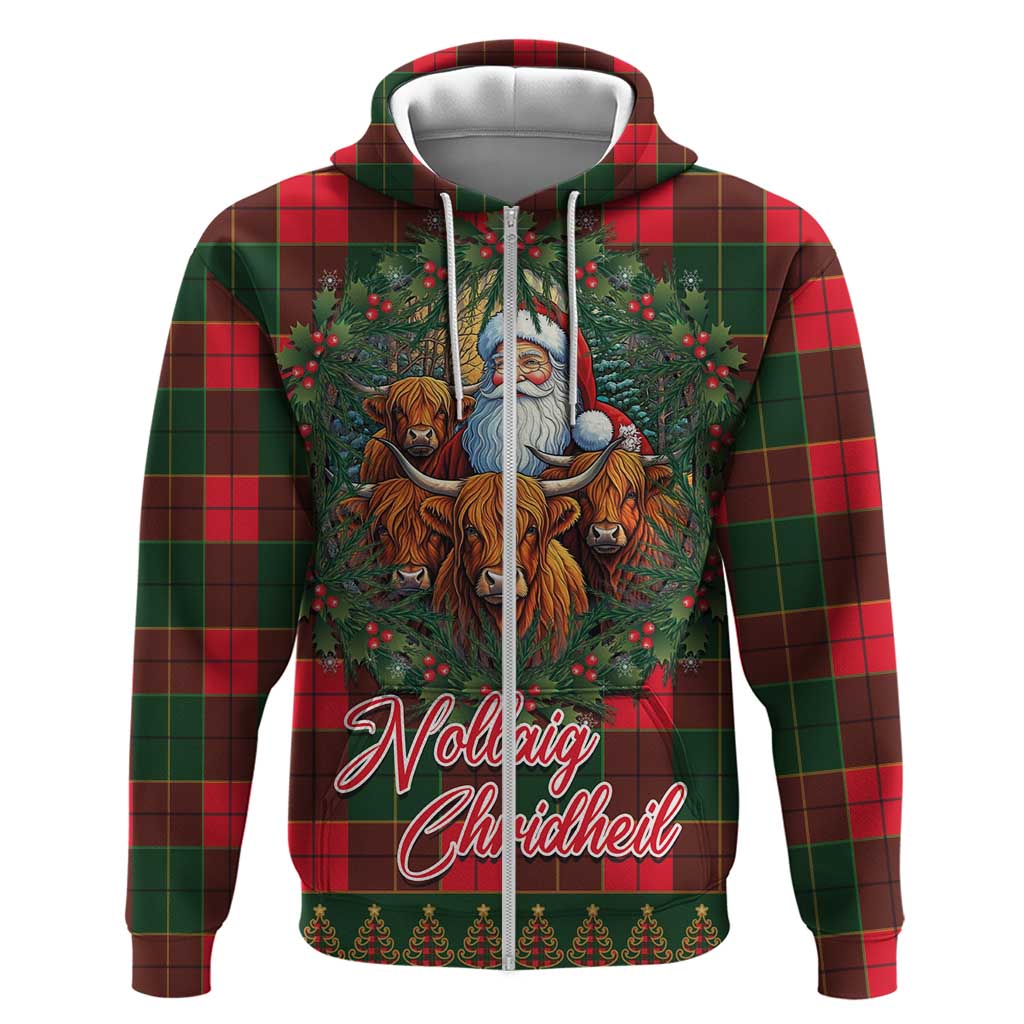 Santa and Higland Cows Scottish Christmas Hoodie Tartan Pattern LT03