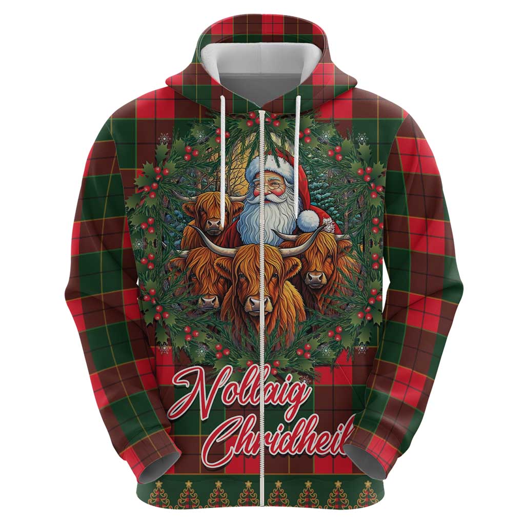 Santa and Higland Cows Scottish Christmas Hoodie Tartan Pattern LT03