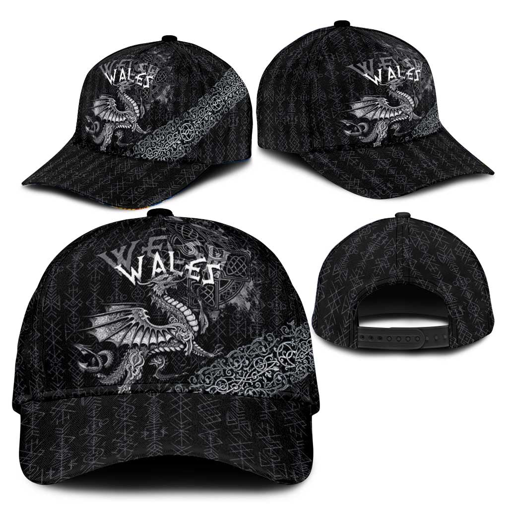 Welsh Celtic Culture Classic Cap Wales Y Ddraig Goch with Runes Symbols LT03