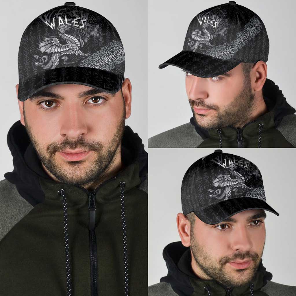 Welsh Celtic Culture Classic Cap Wales Y Ddraig Goch with Runes Symbols LT03