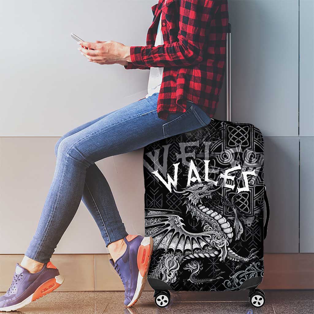 Welsh Celtic Culture Luggage Cover Wales Y Ddraig Goch with Runes Symbols LT03
