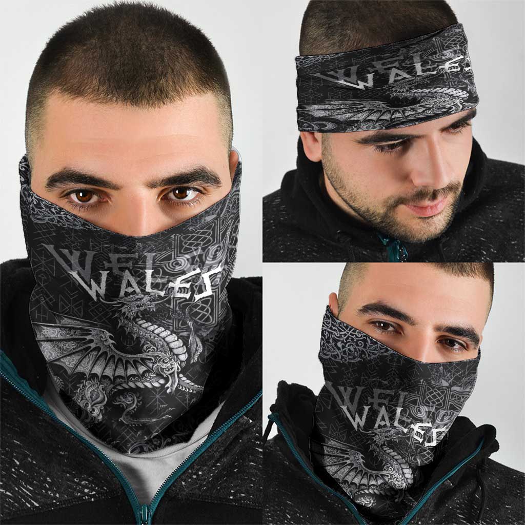 Welsh Celtic Culture Neck Gaiter Wales Y Ddraig Goch with Runes Symbols LT03