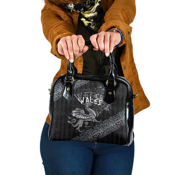 Welsh Celtic Culture Shoulder Handbag Wales Y Ddraig Goch with Runes Symbols LT03