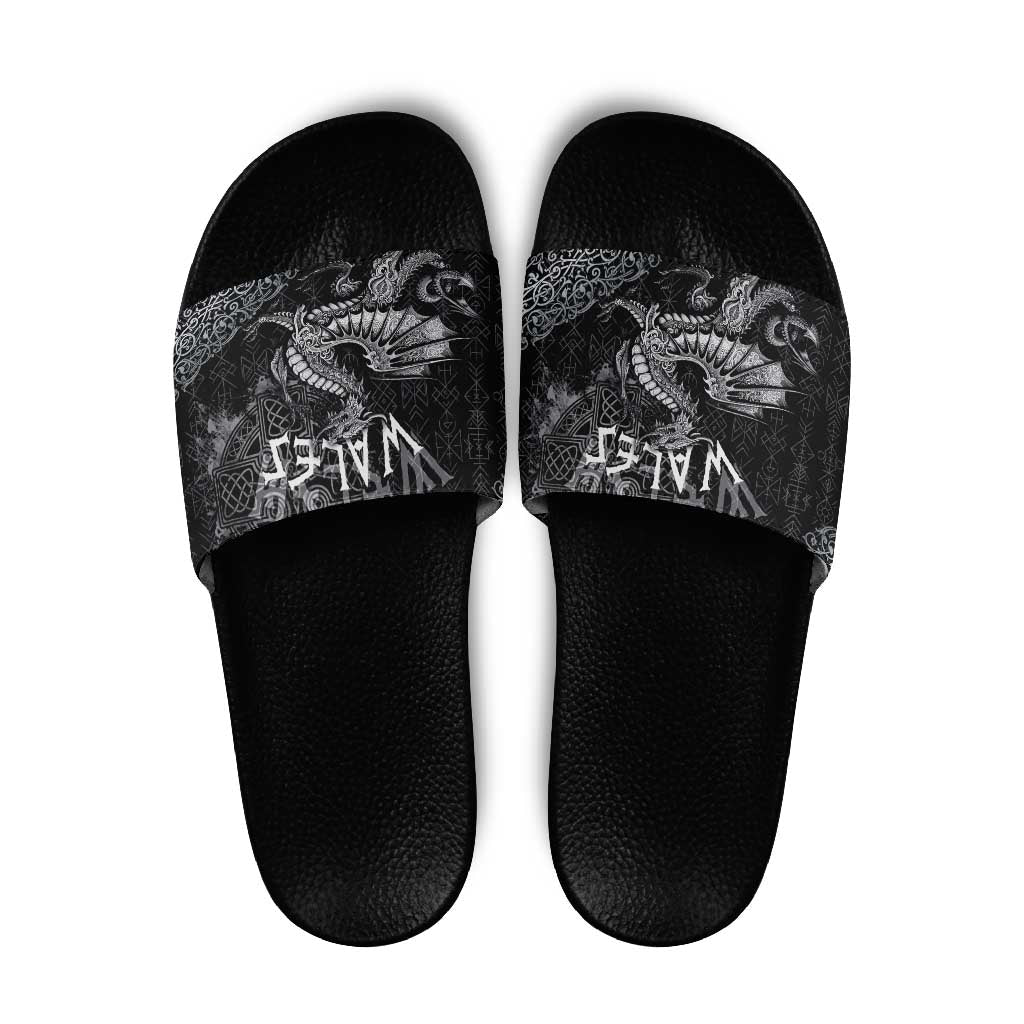 Welsh Celtic Culture Slide Sandals Wales Y Ddraig Goch with Runes Symbols LT03