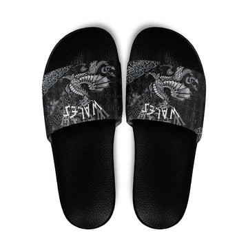 Welsh Celtic Culture Slide Sandals Wales Y Ddraig Goch with Runes Symbols LT03