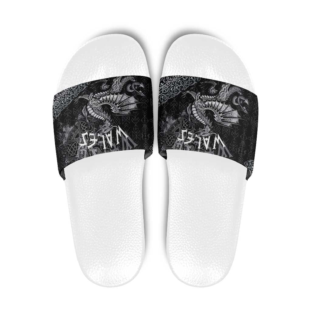 Welsh Celtic Culture Slide Sandals Wales Y Ddraig Goch with Runes Symbols LT03