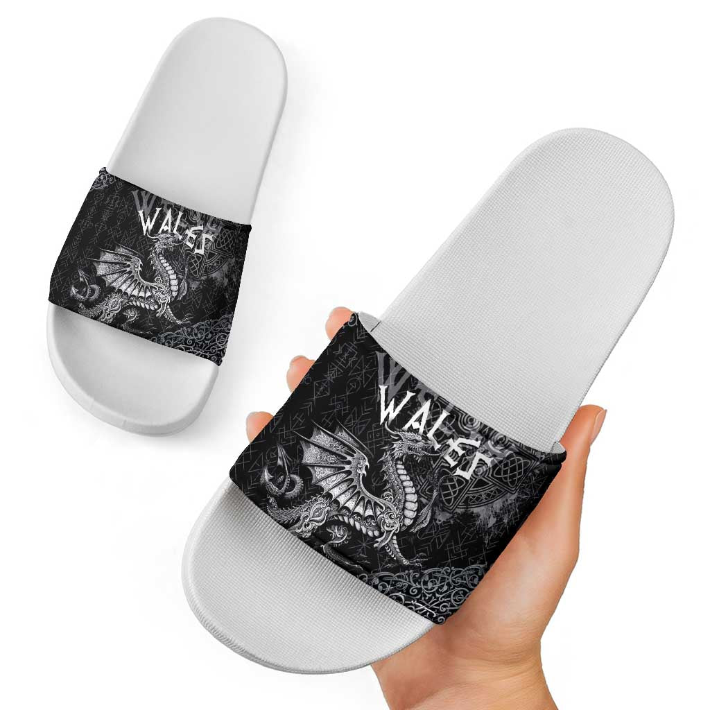 Welsh Celtic Culture Slide Sandals Wales Y Ddraig Goch with Runes Symbols LT03